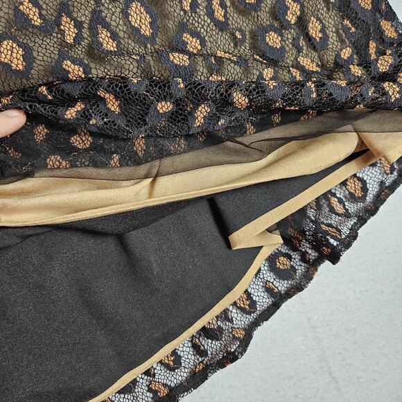 Dress the Population Helen Dress Black Tan Lace Trumpet Gown Maxi Leopard Size L - Picture 11 of 15